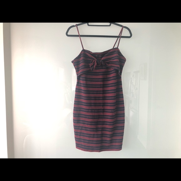 LUSH Striped Blue and Red Mini Dress. Size Large - Picture 2 of 4